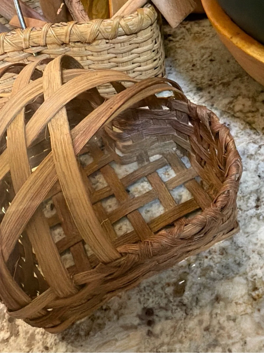 Vintage Heart - Hand- Woven Basket Rustic Boho Farmhouse Cottagecore Signed